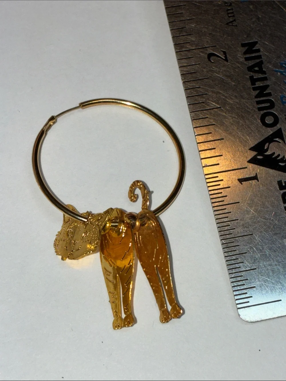 Vintage Gold Cat Hoop Earrings